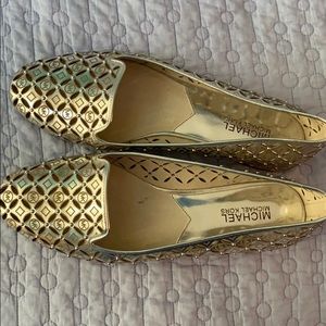 Michael Kors Gabriella silver leather flats